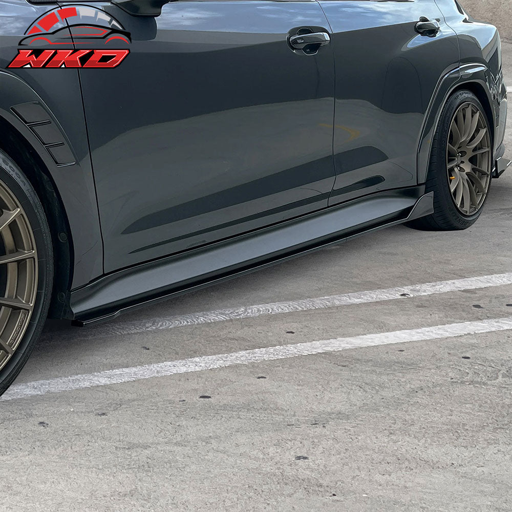 Fits 22-25 Subaru WRX Front Bumper Lip + Side Skirts + Rear Aprons Gloss Black
