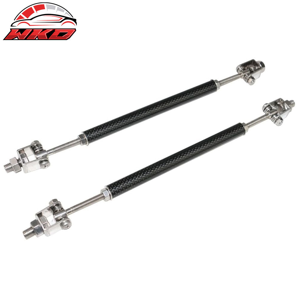 2x Carbon Fiber Adjustable Front Bumper Lip Spoiler Splitter Strut Rods 8-10.6"
