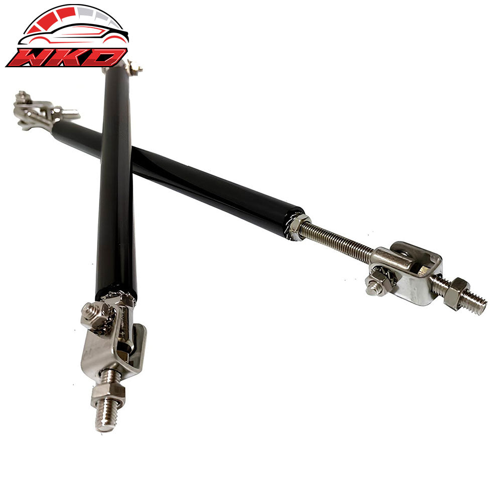 Universal Adjustable 7''- 9'' Front Bumper Lip Spoiler Splitter Strut Rods Black