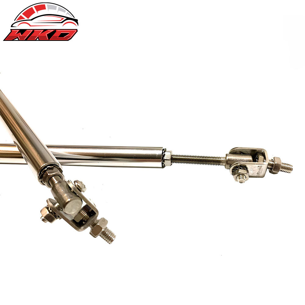 Universal Adjustable 7''- 9'' Front Bumper Lip Spoiler Splitter Strut Rod Silver