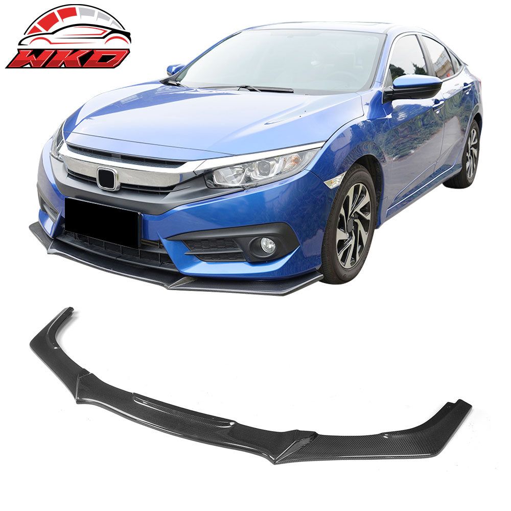 Fits 16-18 Honda Civic Front Bumper Lip Spoiler Carbon Fiber