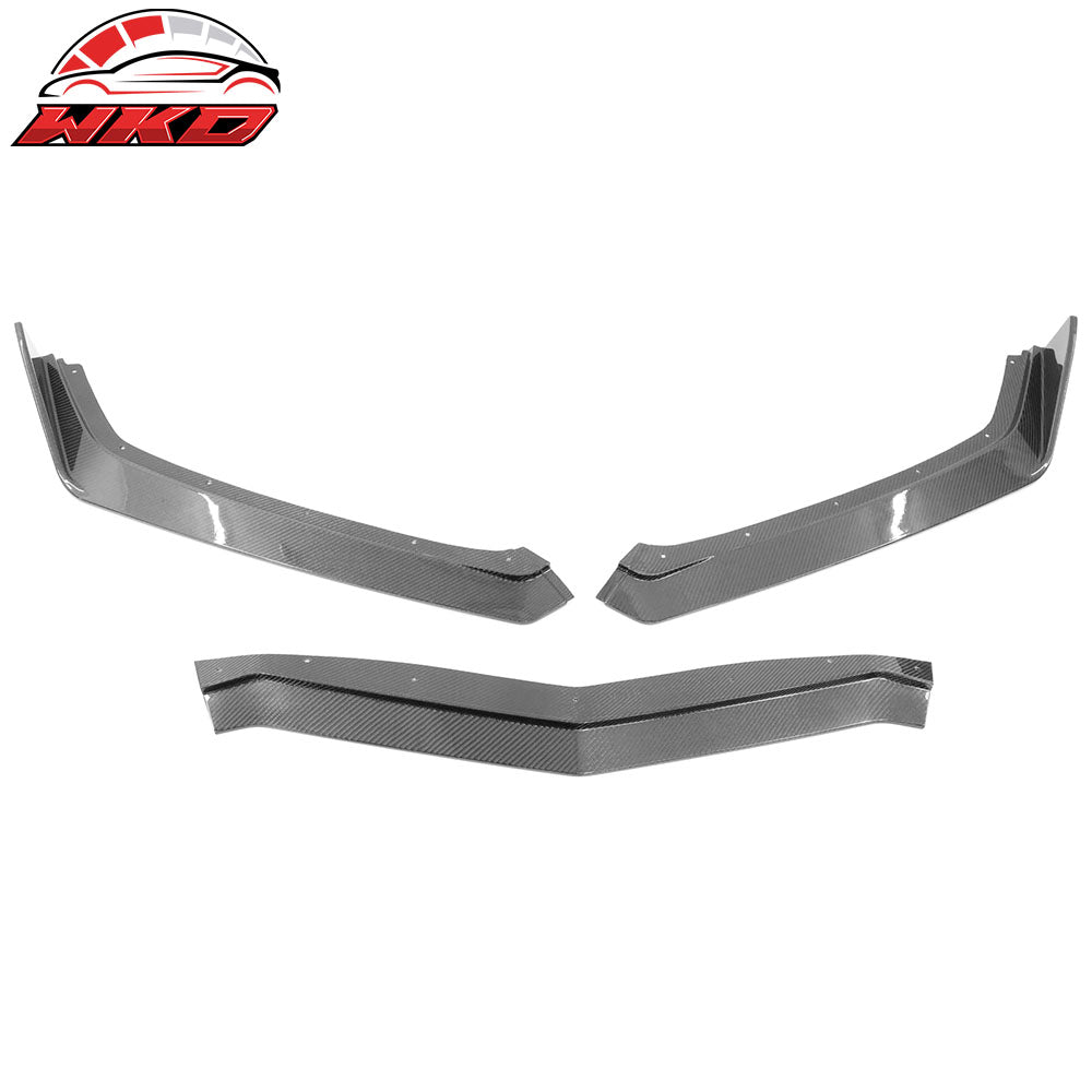 Fits 20-25 Chevy Corvette C8 5VM Style 3PC Carbon Fiber Front Bumper Lip Spoiler