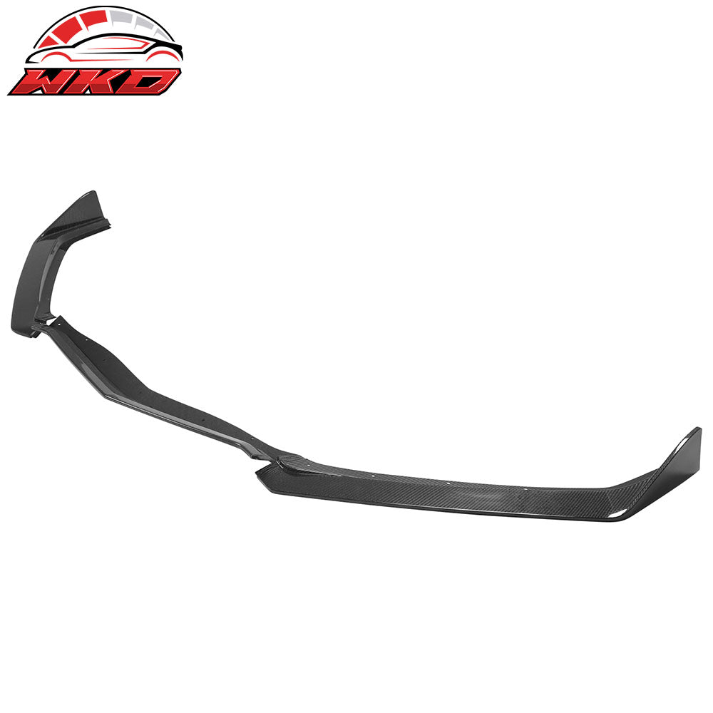 Fits 20-25 Chevy Corvette C8 5VM Style 3PC Carbon Fiber Front Bumper Lip Spoiler