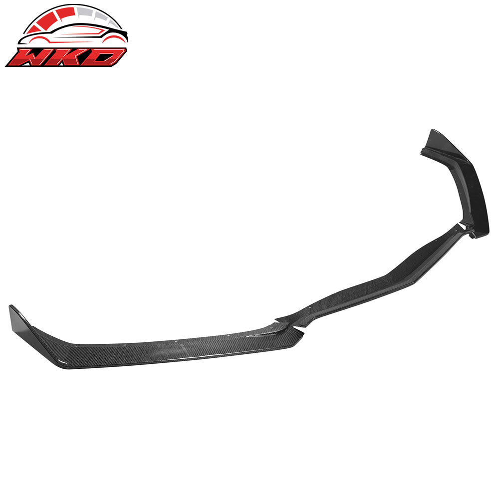 Fits 20-25 Chevy Corvette C8 5VM Style 3PC Carbon Fiber Front Bumper Lip Spoiler