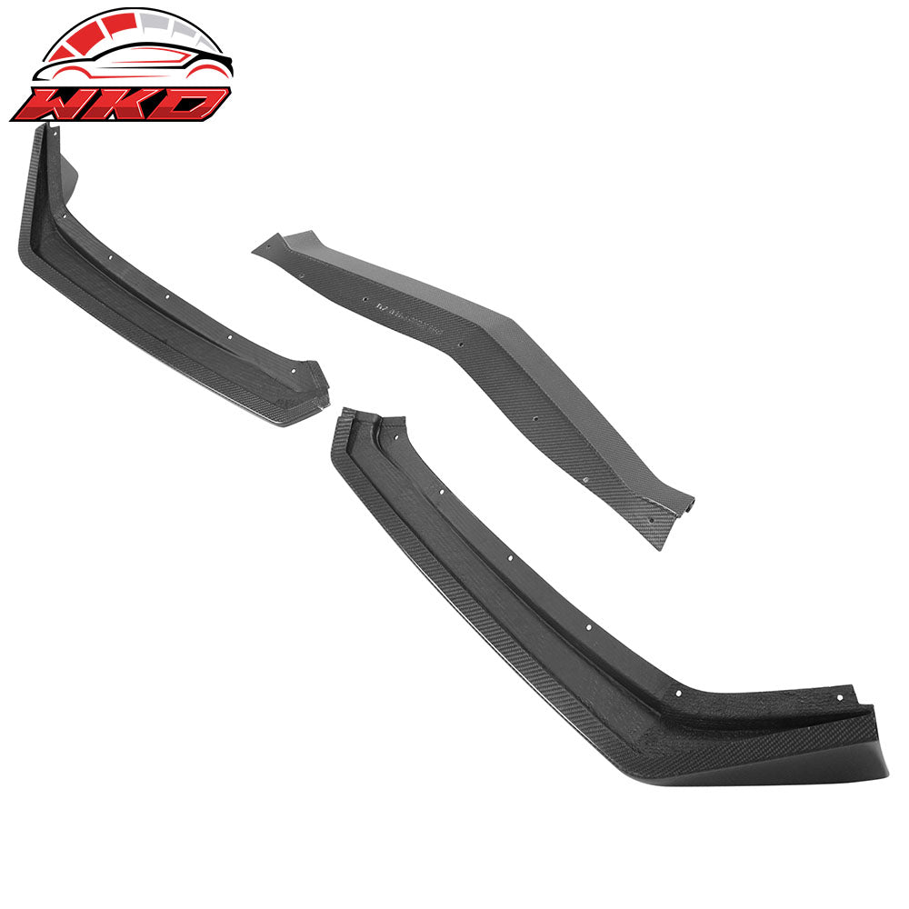 Fits 20-25 Chevy Corvette C8 5VM Style 3PC Carbon Fiber Front Bumper Lip Spoiler