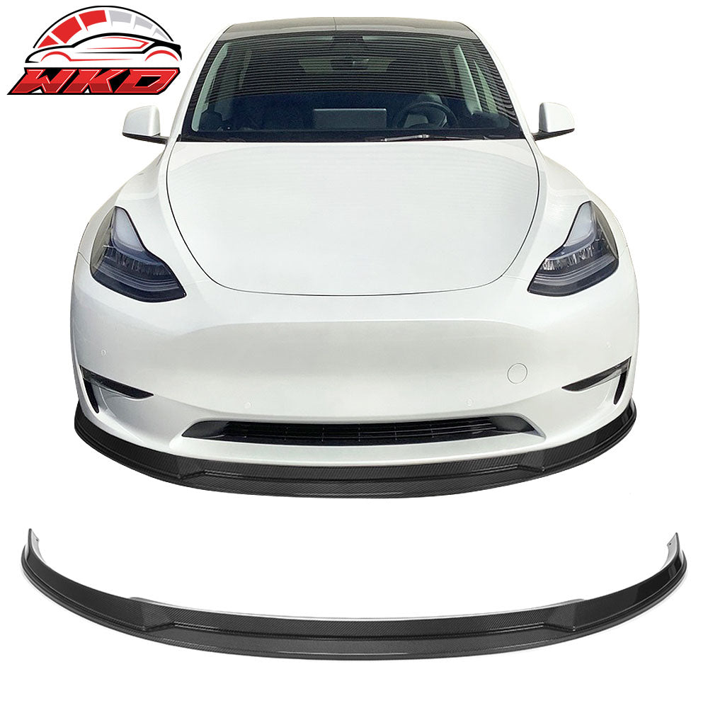 Fits 20-25 Tesla Y IKON Style Front Bumper Lip Spoiler Real Carbon Fiber