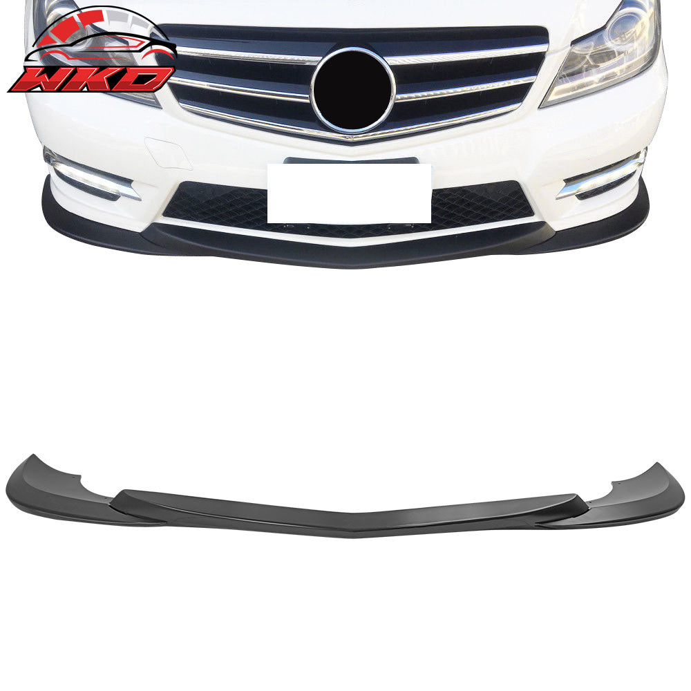 Fits 12-14 Benz W204 C Class GH Style 3PC Front Bumper Lip Spoiler Unpainted ABS