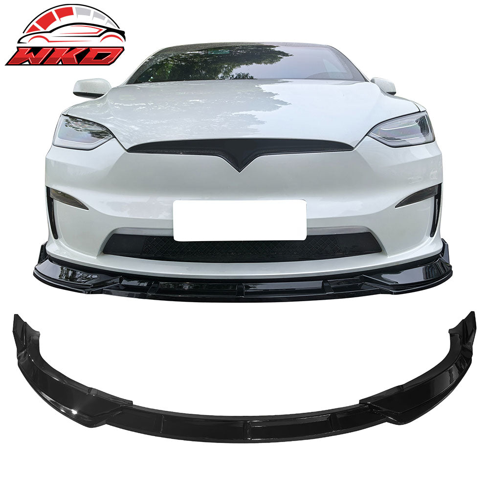 22-25 Tesla Model X IKON Style 3PCS Front Bumper Lip Spoiler Gloss Black | Wholesale