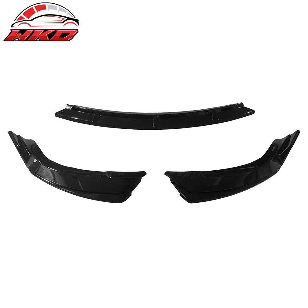 Fits 22-25 Tesla Model X IKON Style 3PCS Front Bumper Lip Spoiler Gloss Black