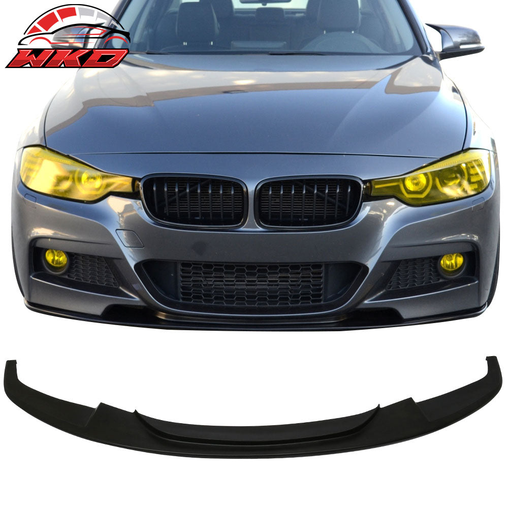 Fits 12-18 BMW F30 3 Series DP Style Front Bumper Lip Spoiler Unpainted Black PU