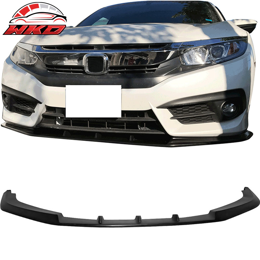 Fits 16-18 Honda Civic Coupe Sedan IKON V3 Style Front Bumper Lip Spoiler - PU