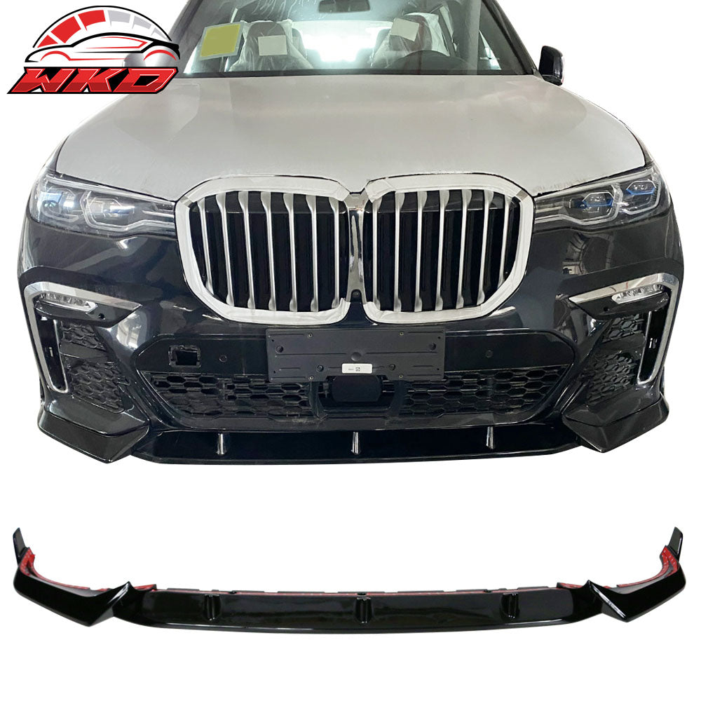 Fits 19-22 BMW G07 X7 M Sport Gloss Black Front Bumper Lip Spoiler Splitter 3PCS