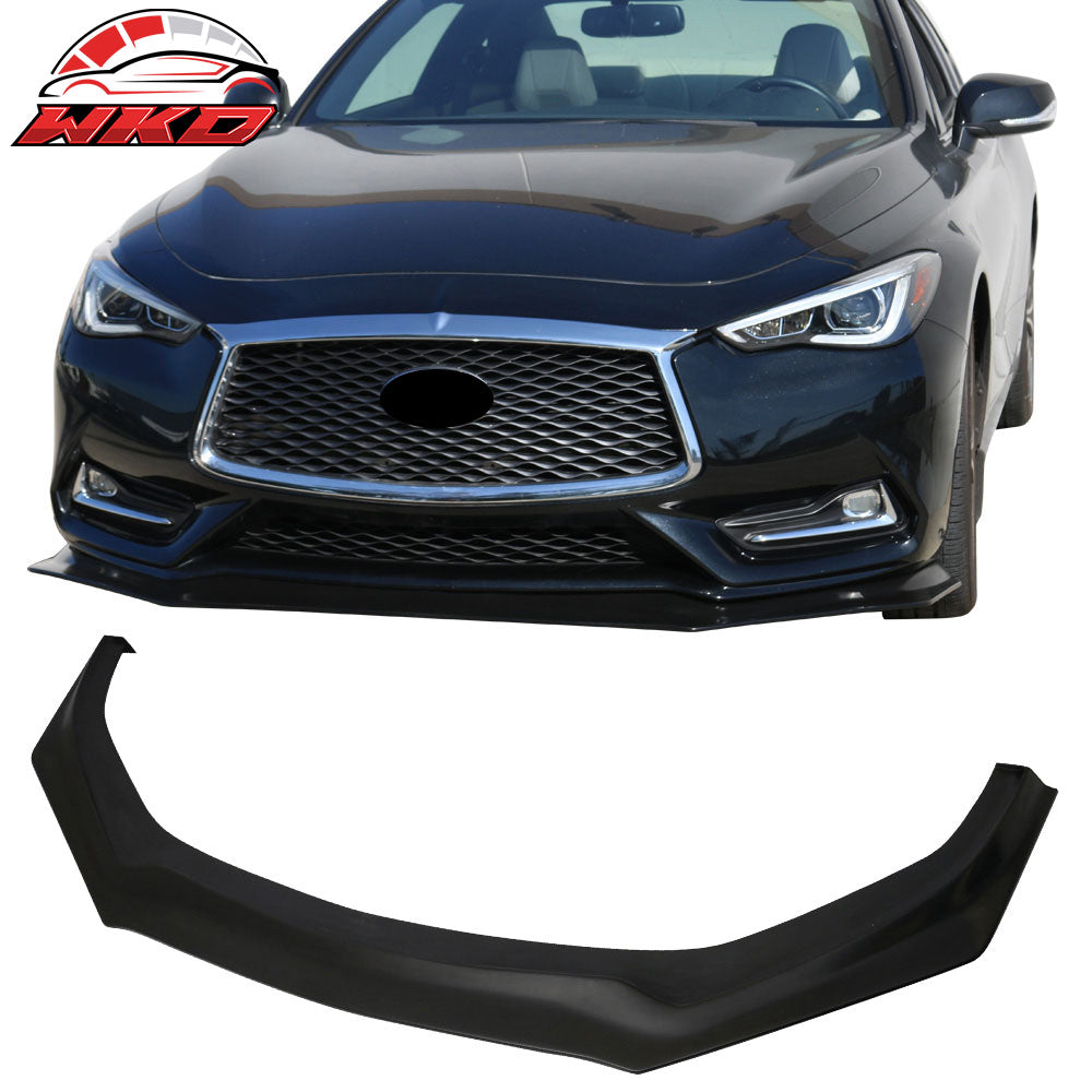 Fits 17-22 Infiniti Q60 IKON V4 Style Front Lower Bumper Lip Spoiler Splitter PU