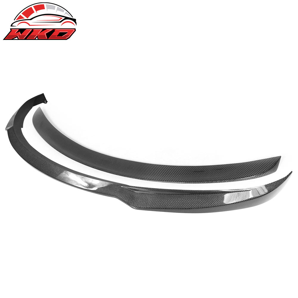 Fits 12-16 Tesla Model S Front Bumper Lip & OE Style Trunk Spoiler Carbon Fiber