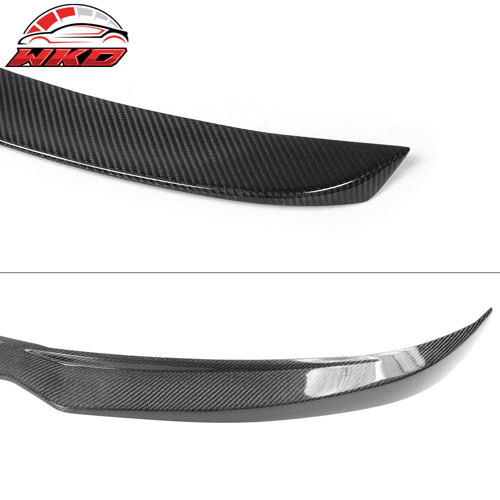 Fits 12-16 Tesla Model S Front Bumper Lip & OE Style Trunk Spoiler Carbon Fiber