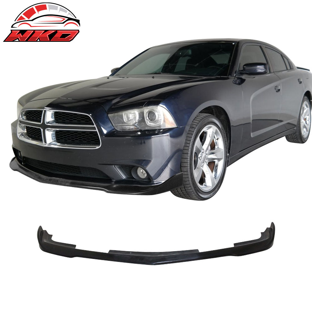 Fits 11-14 Dodge Charger RT SXT SE IKON Style Front Bumper Lip Unpainted - PU