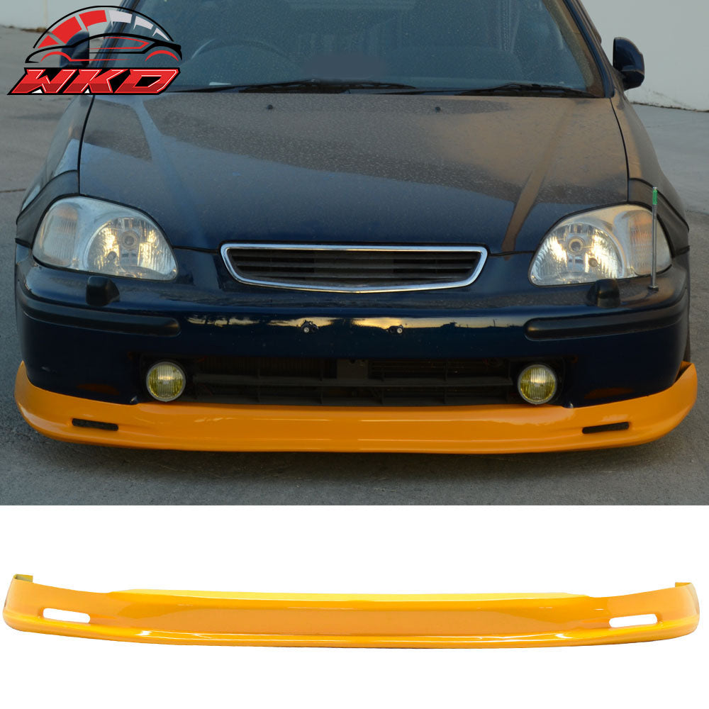 Fits 96-98 Honda Civic EK Mugen Style Front Bumper Lip Spoiler PU Painted Orange