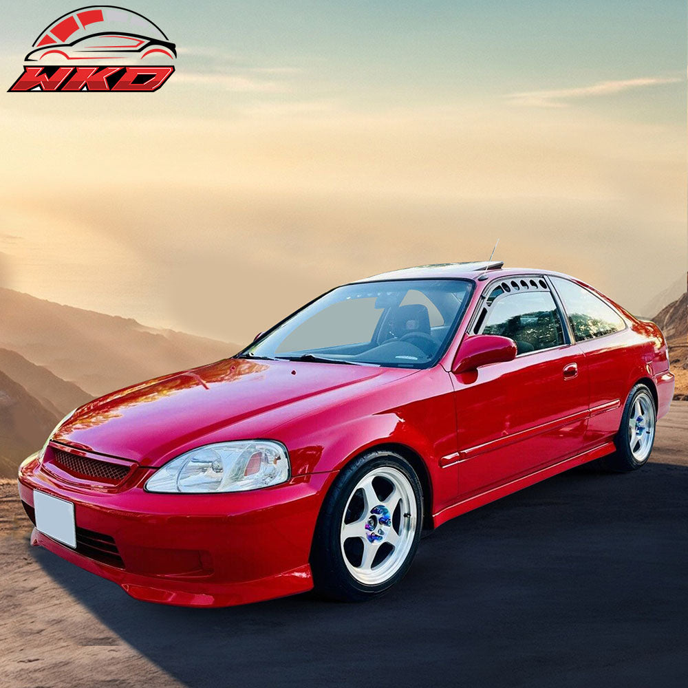 Fits 99-00 Honda Civic EK TR Style Front Bumper Lip Spoiler Painted Black PP