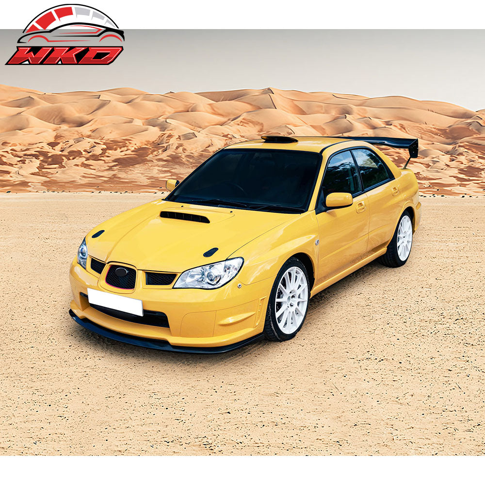 Fits 06-07 Impreza WRX STI Front Bumper Lip Painted Gloss Black Lower Spoiler