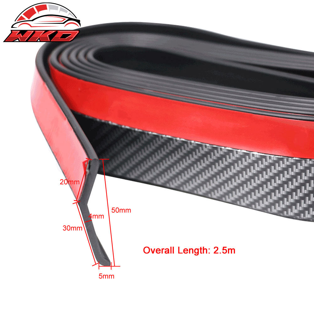 Universal Fitment Carbon Fiber Print Adhesive Strips Front bumper Lip 98 Inch