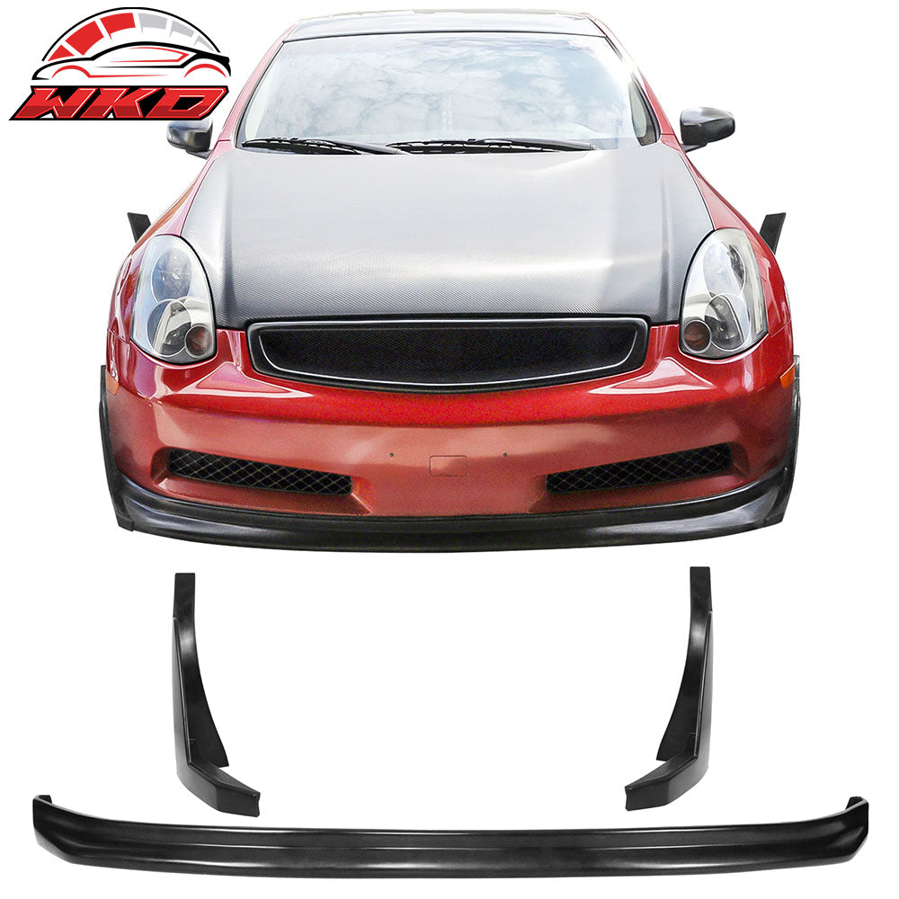 Fits 03-06 Infiniti G35 Coupe N1 Style Front Bumper Lip & Winglets Splitter PU