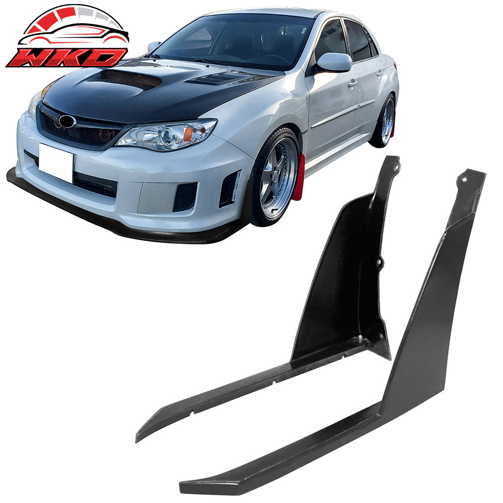 Fits 11-14 Subaru WRX STI Front Bumper Splitters Winglets Ikon V6 Style PU 2PCS