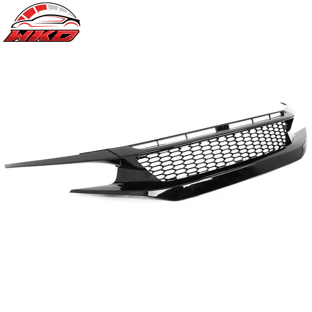 Fits 19-21 Honda Civic Sedan Honeycomb Gloss Black Front Bumper Upper Grille ABS