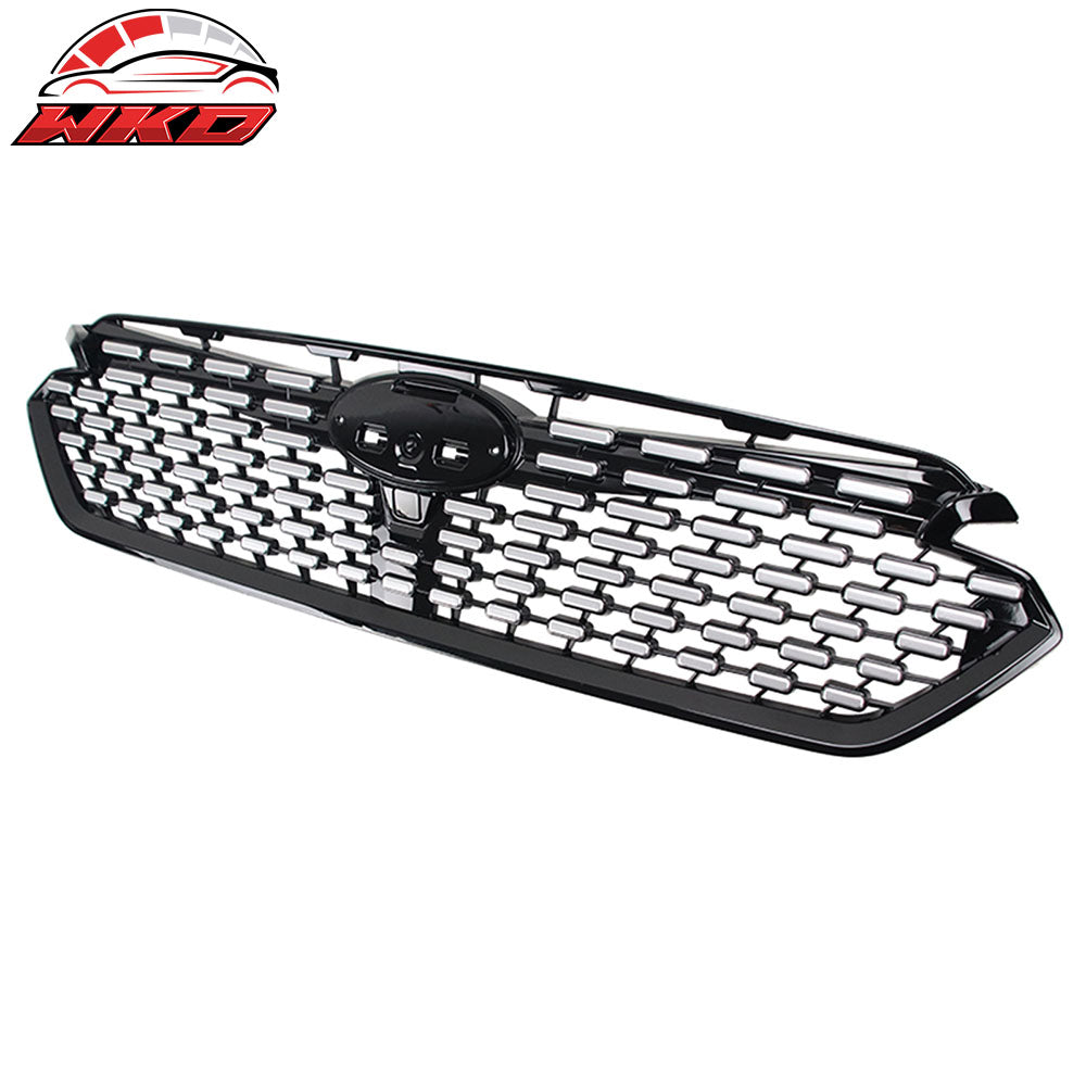 Fits 24-25 Subaru Impreza Sport Front Bumper Upper Grille Gloss Black W/ Chrome