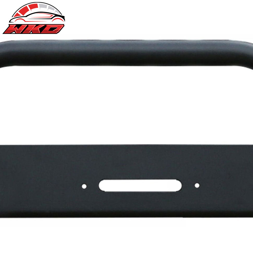 Fits 07-17 Jeep Wrangler JK Steel Front Bumper Guard W/ Winch Plate D-Ring