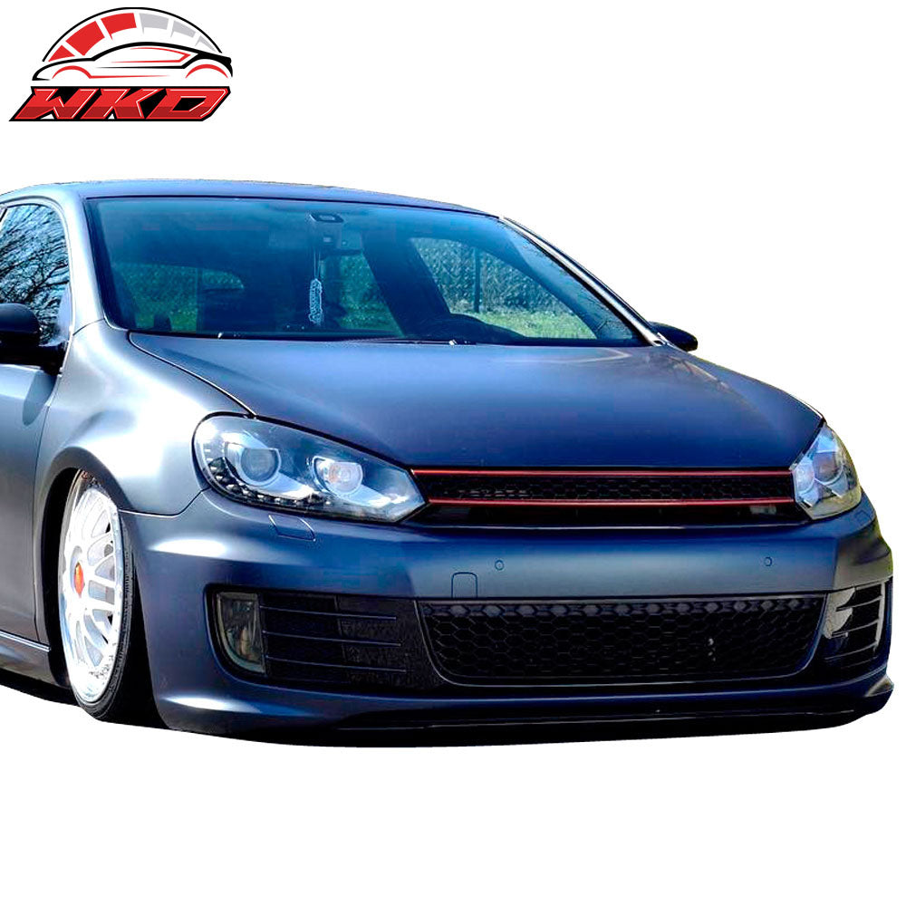 Fits 10-14 VW Golf 6 MK6 GTI Style Front Bumper Upper Grille Black W/Red Trim
