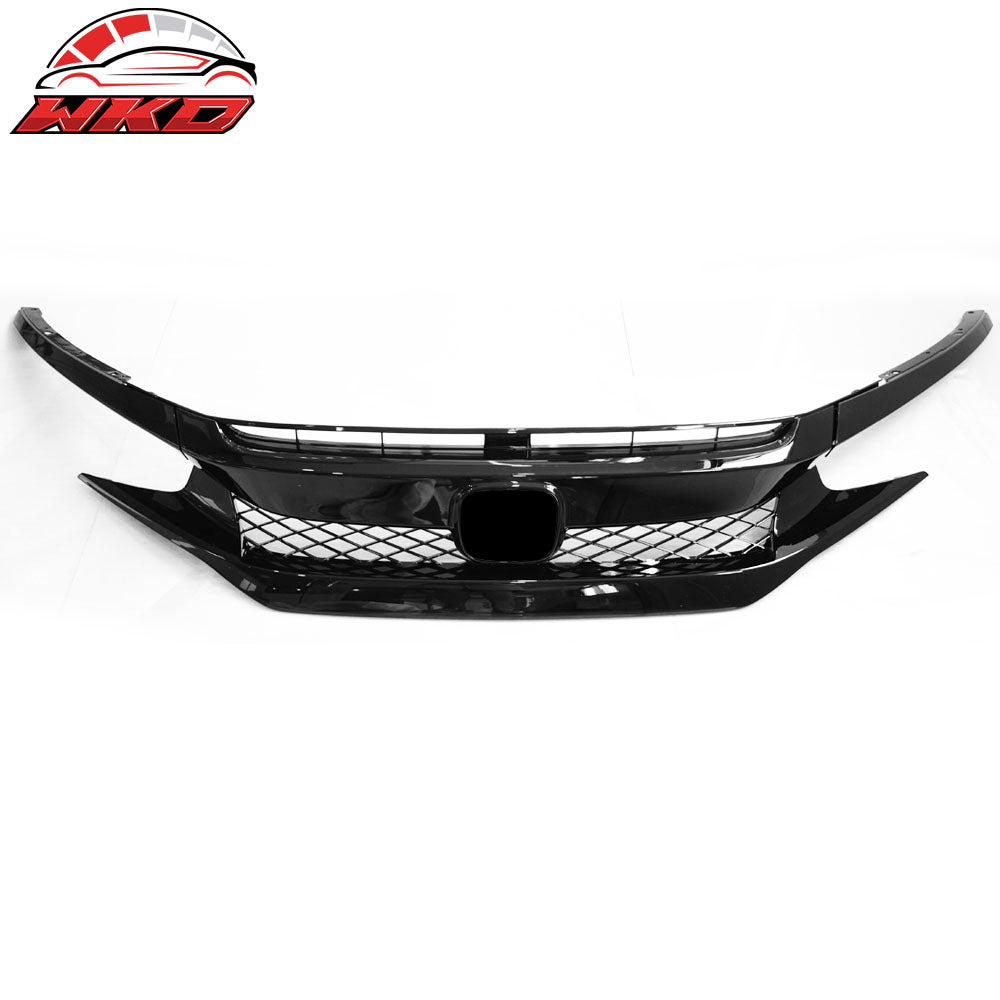 Fit 16-21 Honda Civic 10th Gen FK8 Type R T-R Style Front Grille ABS Gloss Black