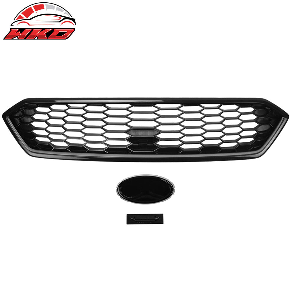 Fits 18-21 Subaru WRX STI JDM Style Front Bumper Upper Grille Gloss Black ABS