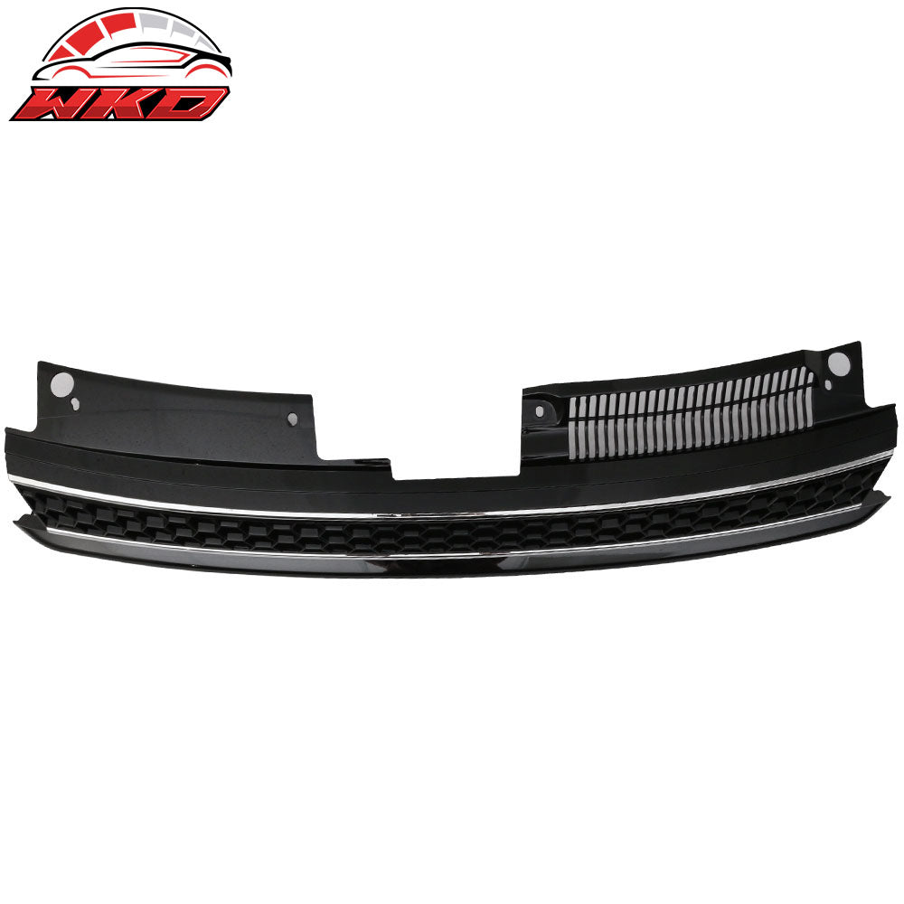 Fits 10-14 VW Golf 6 MK6 GTI Style Front High Bar Black Chrome Trim Grille - ABS