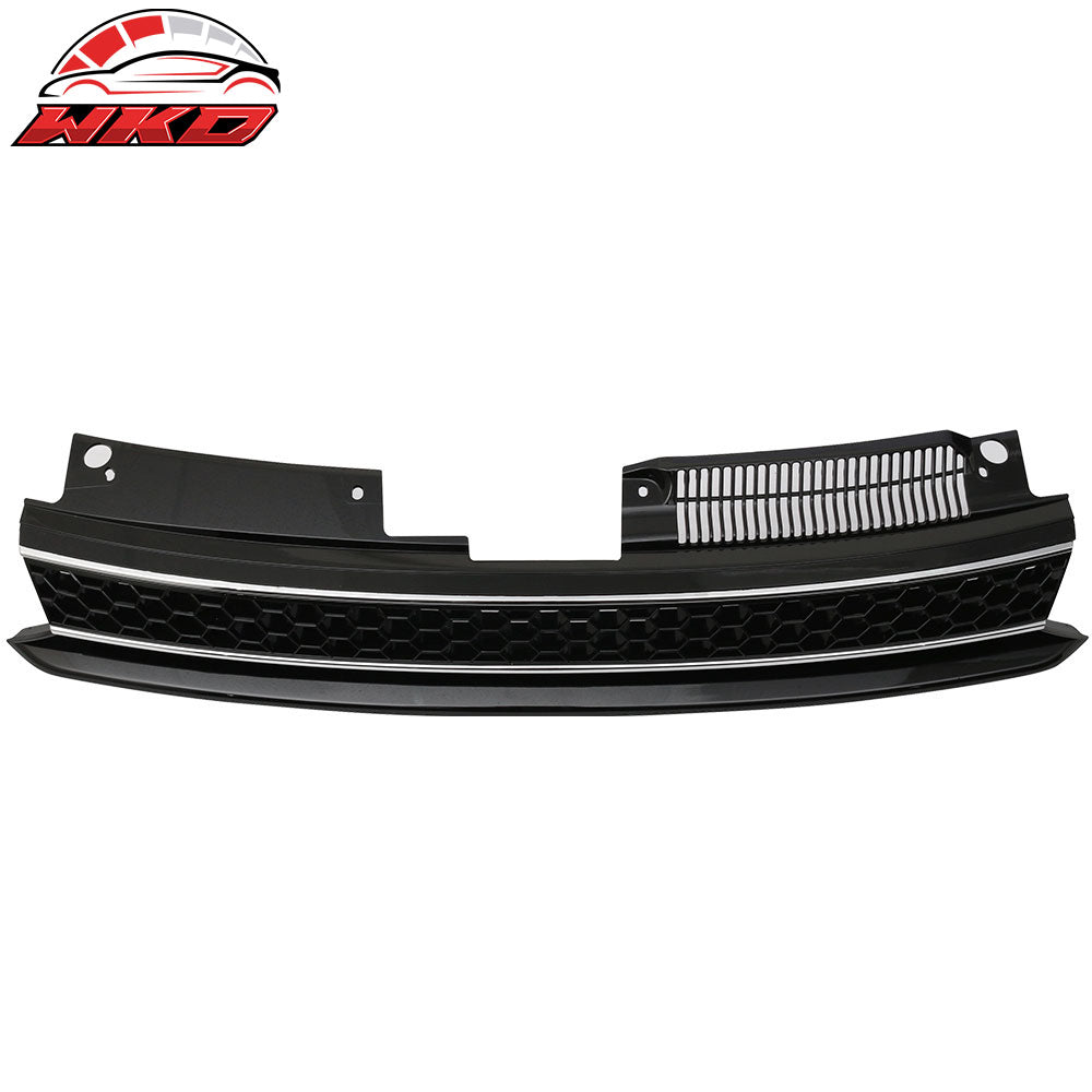 Fits 10-14 VW Golf 6 MK6 GTI Style Front High Bar Black Chrome Trim Grille - ABS