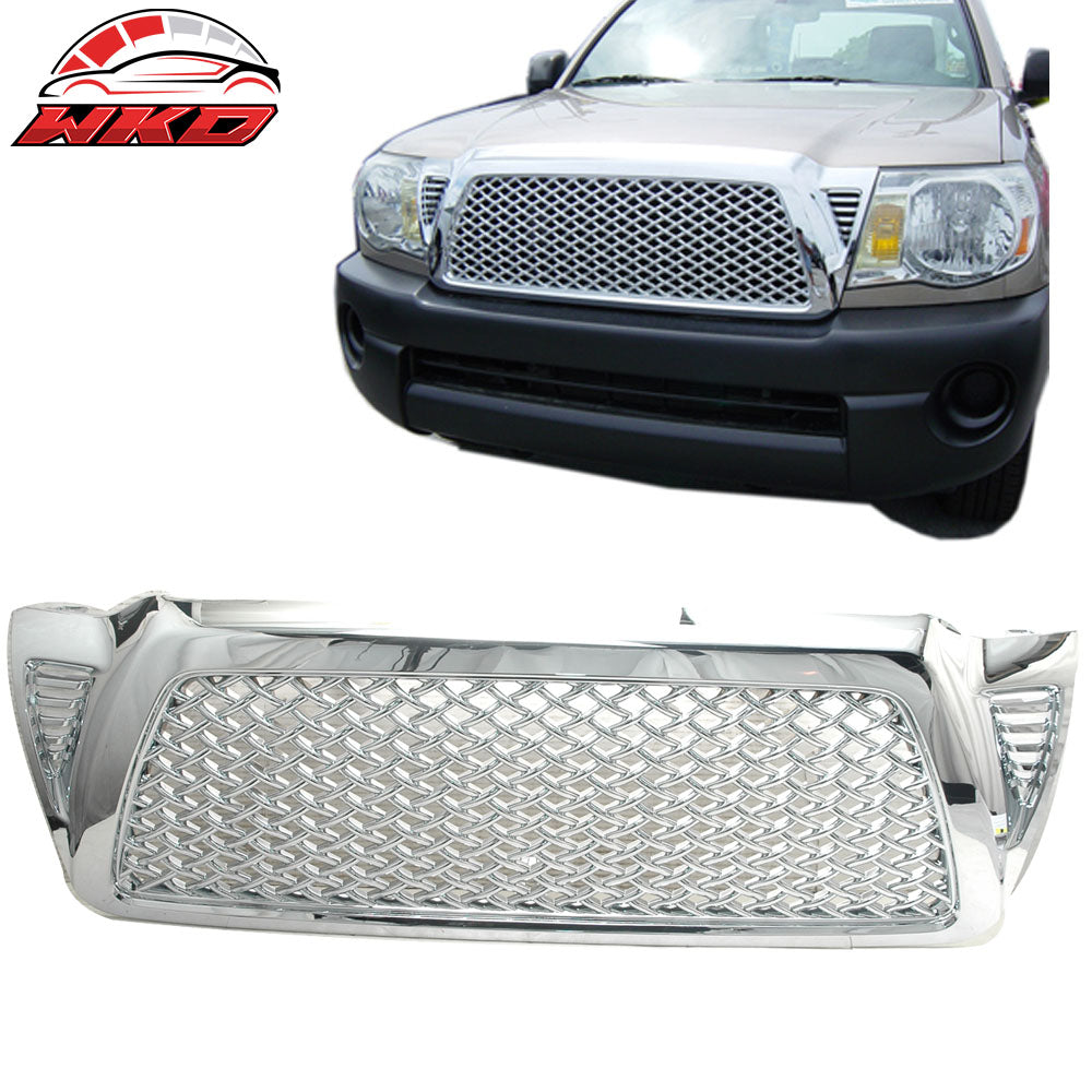 Fits 05-11 Tacoma Chrome Replacement Front Hood Bumper Mesh Grill Grille ABS