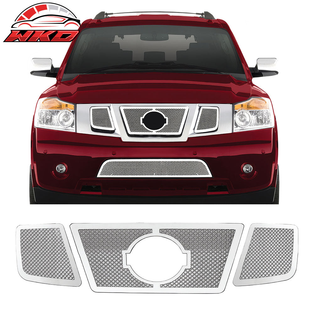 Fits 08-12 Nissan Armada Mesh Style Chrome Front Insert Grille Stainless Steel