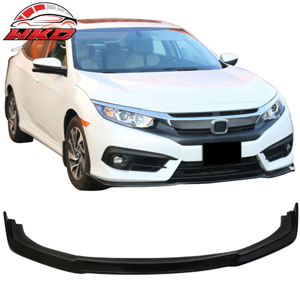 Fit 16-18 Honda Civic CS Style Front Bumper Lip PU Painted #NH731P Crystal Black