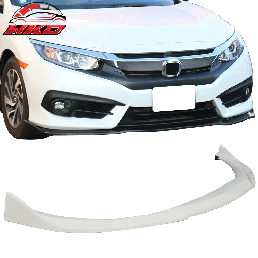 Fits 16-18 Civic Coupe Sedan CS PU Front Bumper Lip Painted Taffeta White #NH578