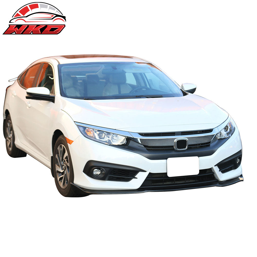 Fits 16-18 Civic Coupe Sedan CS PU Front Bumper Lip Painted Taffeta White #NH578