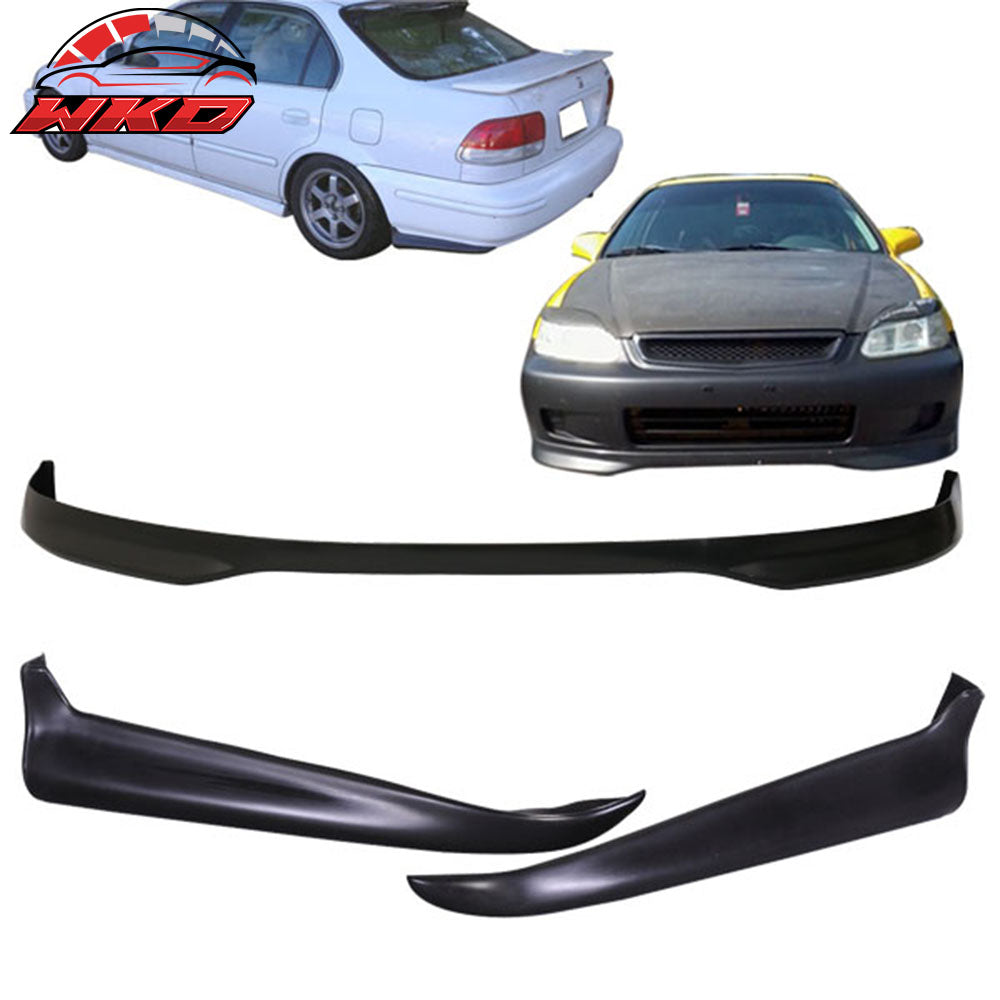 Fits 96-98 Honda Civic TR Style Front Bumper Lip PP + 2PCS Rear Bumper Aprons