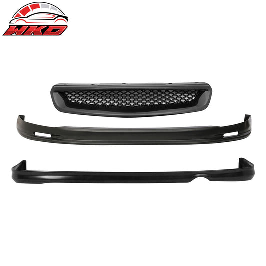 1996-98 Honda Civic Mugen Style Front + Rear Bumper Lip + TR Front Hood Grill | Wholesale