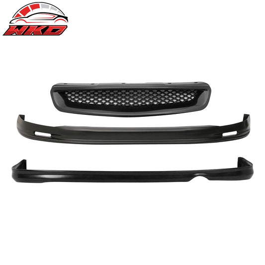 1996-98 Honda Civic Mugen Style Front + Rear Bumper Lip + TR Front Hood Grill | Wholesale