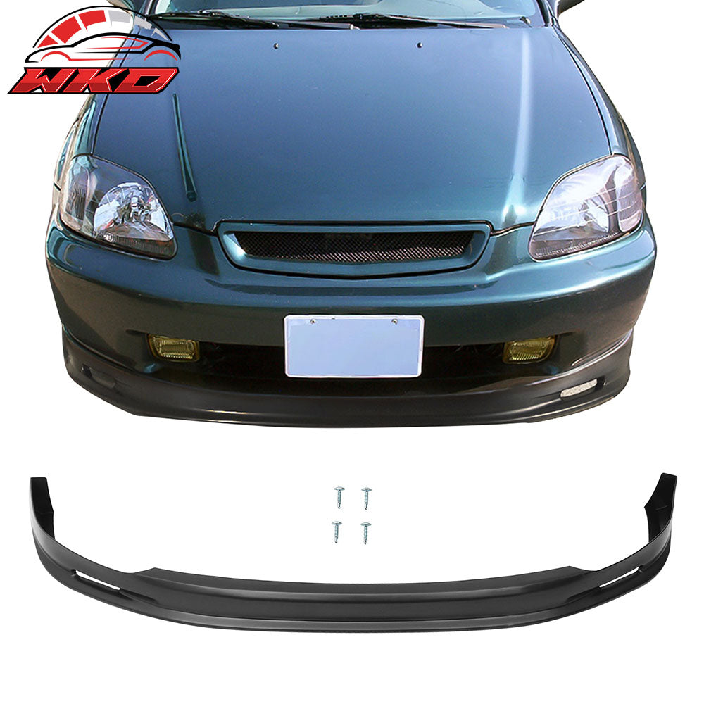 Fits 96-98 Honda Civic Mugen Style Front + Rear Bumper Lip + TR Front Hood Grill