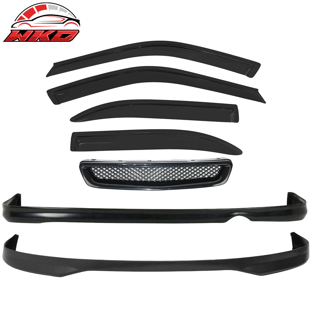 1996-98 Honda Civic Front Bumper Lip + Rear Diffuser + Grille + Window Visors | Wholesale