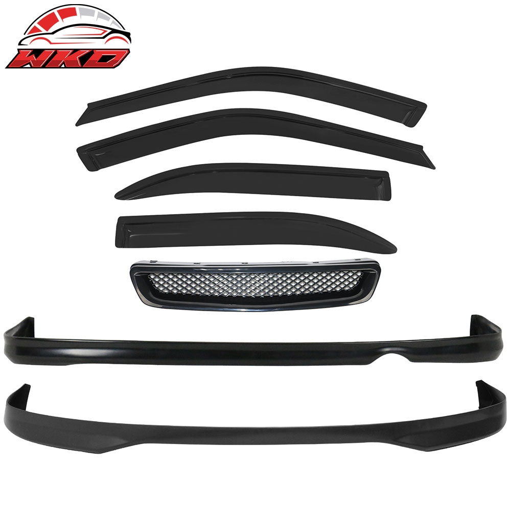 1996-98 Honda Civic Front Bumper Lip + Rear Diffuser + Grille + Window Visors | Wholesale
