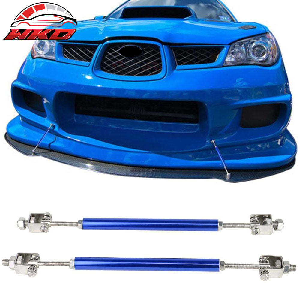 Blue Adjustable Front Bumper Lip Spoiler Splitter Strut Rods Support 8-10.6 Inch