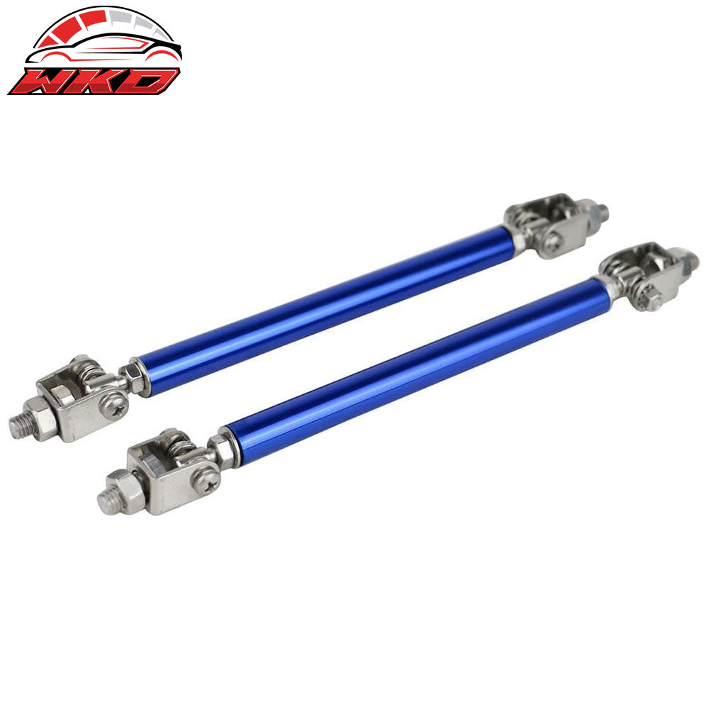 Blue Adjustable Front Bumper Lip Spoiler Splitter Strut Rods Support 8-10.6 Inch