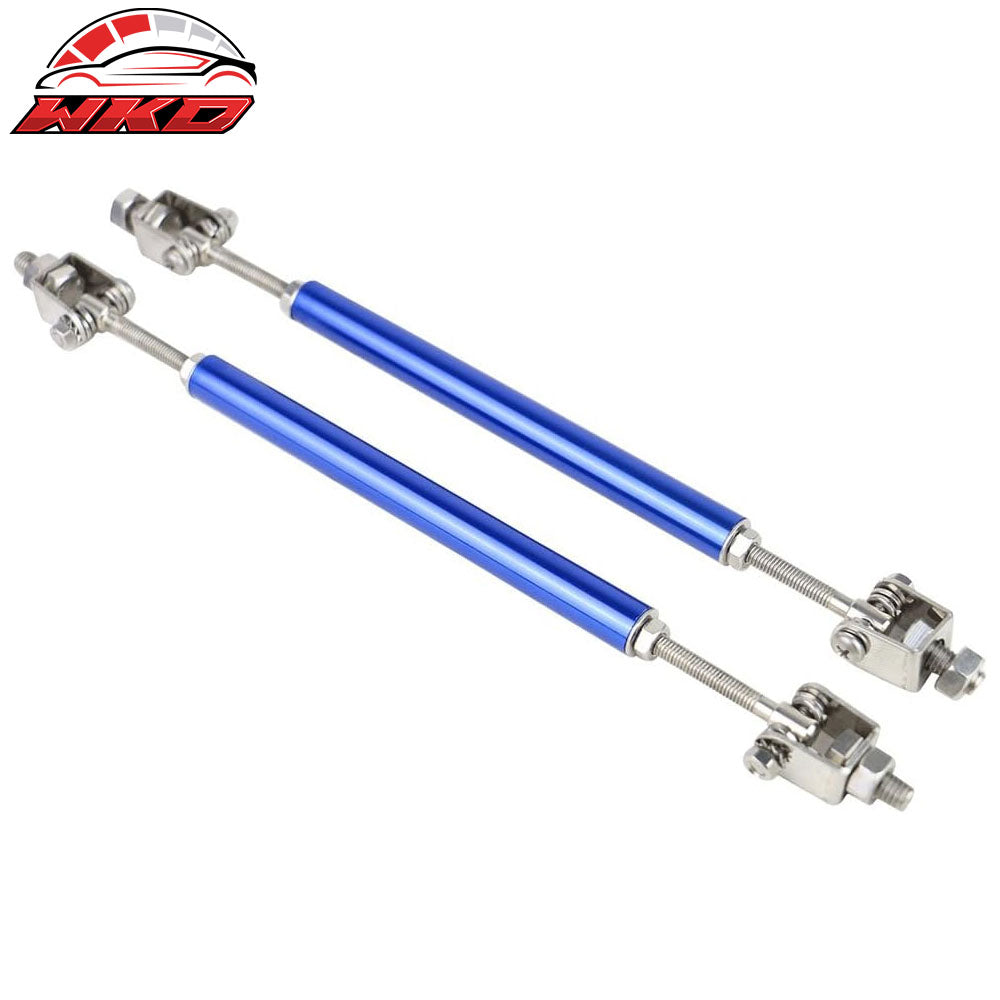 Blue Adjustable Front Bumper Lip Spoiler Splitter Strut Rods Support 8-10.6 Inch