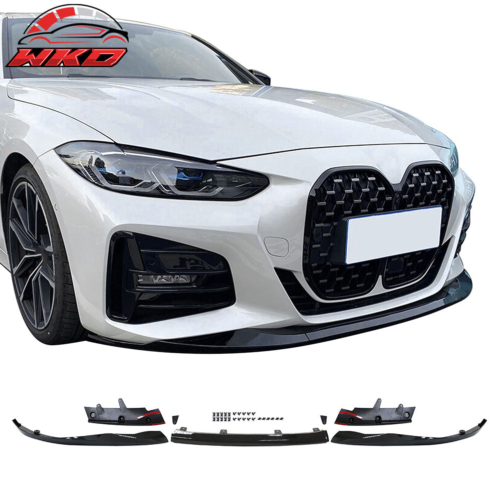 Fits 21-25 BMW G22 G23 4-Series M-Performance Style Front Bumper Lip Gloss Black