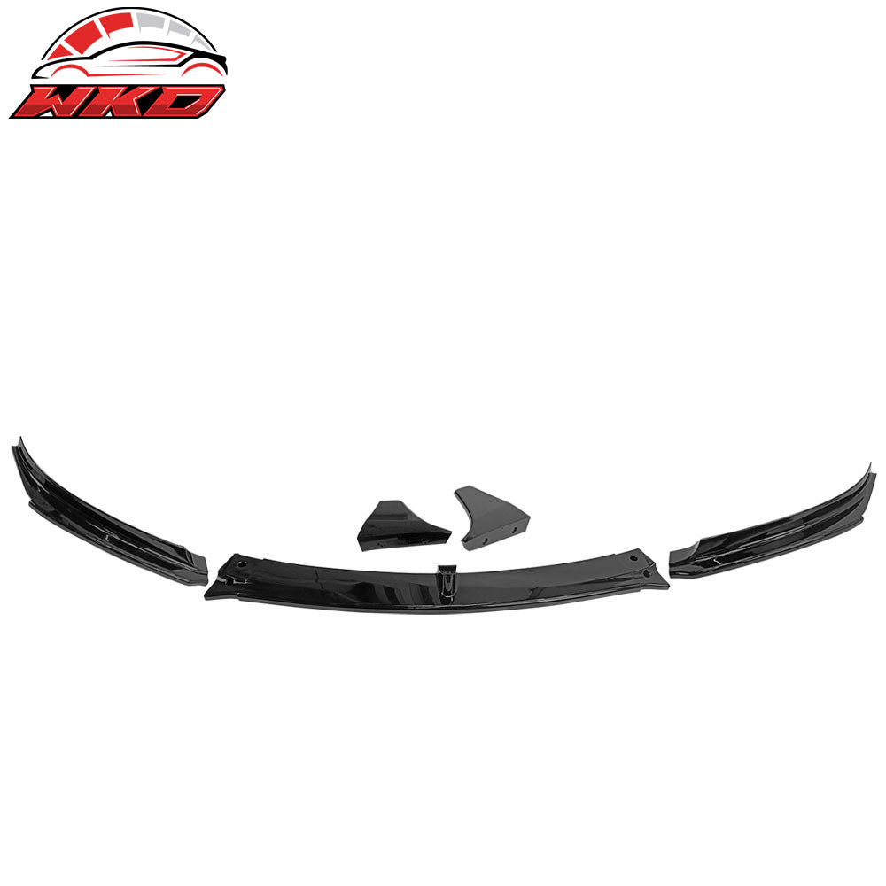 Fits 17-23 Tesla Model 3 V Style Gloss Black Front Bumper Lip Spoiler Kit PP 5PC